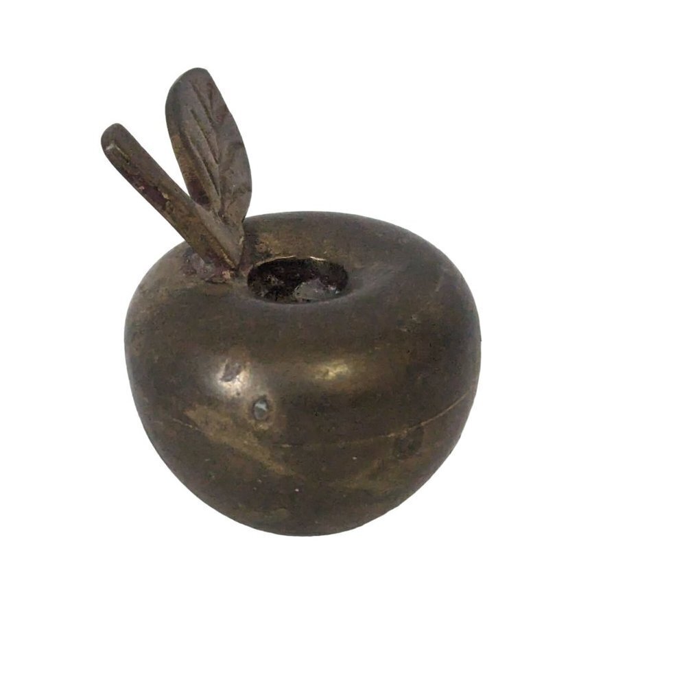 Vintage Solid Brass Apple Shaped Miniature Candle‎ Holder Small 1..5"